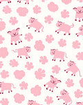 Pink Pig And Floral Field Rug