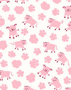Pink Pig And Floral Field Rug