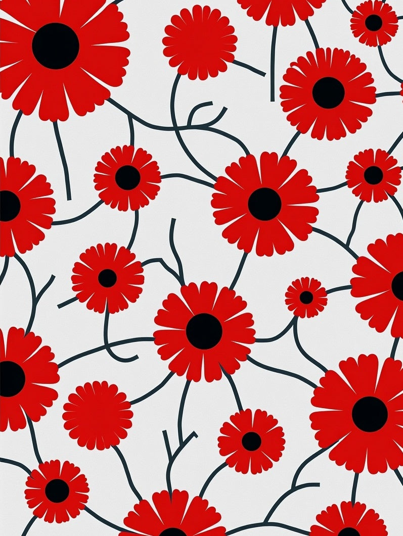 Vibrant Red Floral Vine Rug