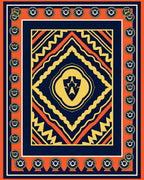Bold Orange Navy Geometric Medallion Rug
