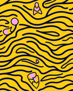 Bold Yellow Tiger Stripe Abstract Rug