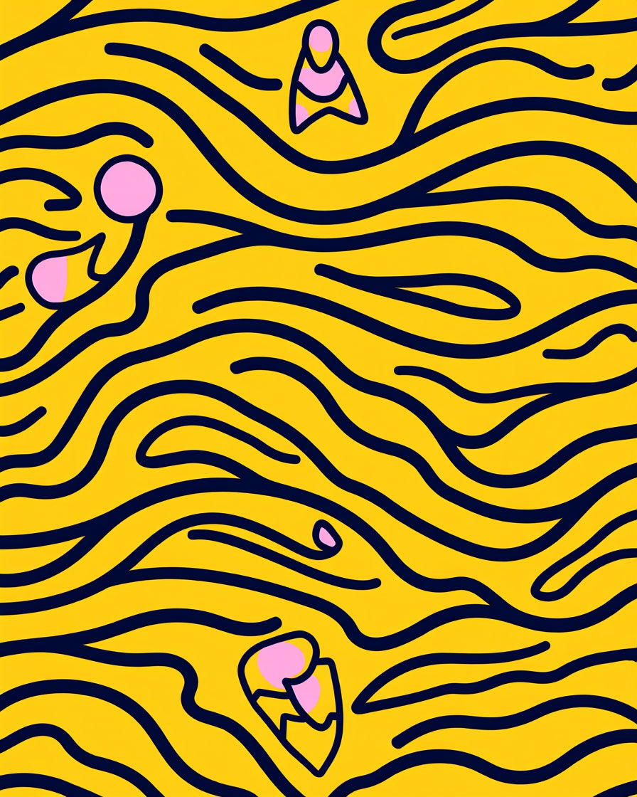 Bold Yellow Tiger Stripe Abstract Rug