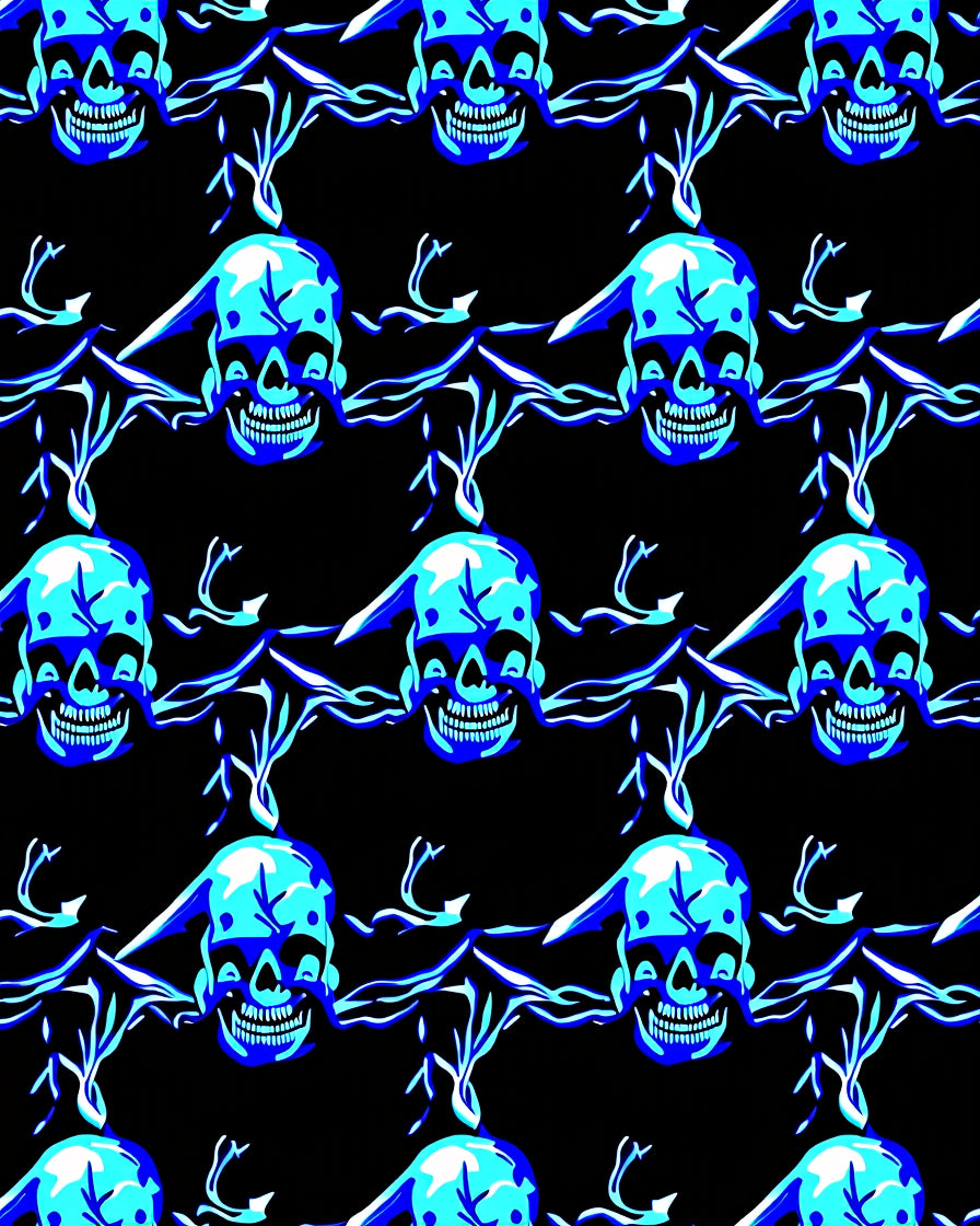 Electric Blue Skull Branches Rug