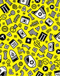 Bright Yellow Abstract Tribal Icons Rug