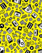 Bright Yellow Abstract Tribal Icons Rug