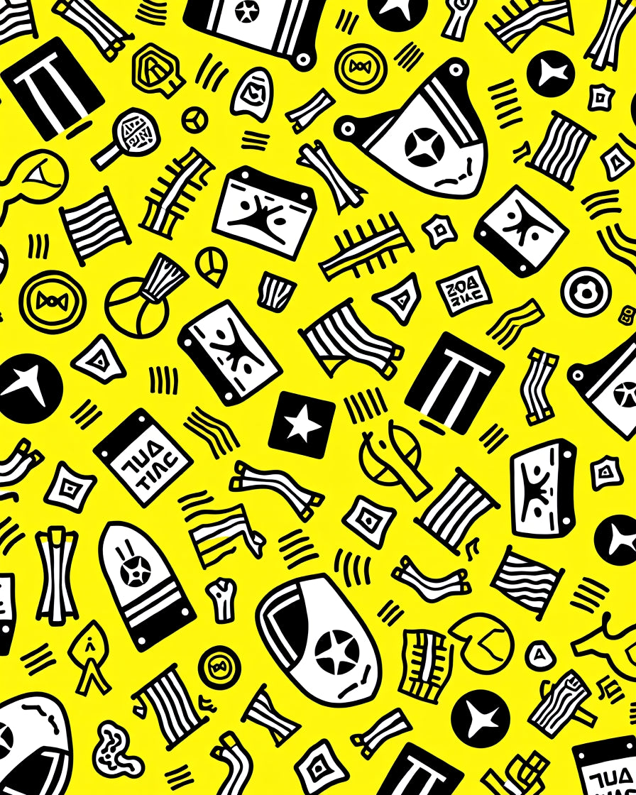 Bright Yellow Abstract Tribal Icons Rug