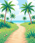 Tropical Palm Tree Lined Beach Pathway Rug
