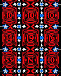 Bold Red Geometric Numbers Stars Rug