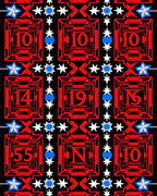 Bold Red Geometric Numbers Stars Rug