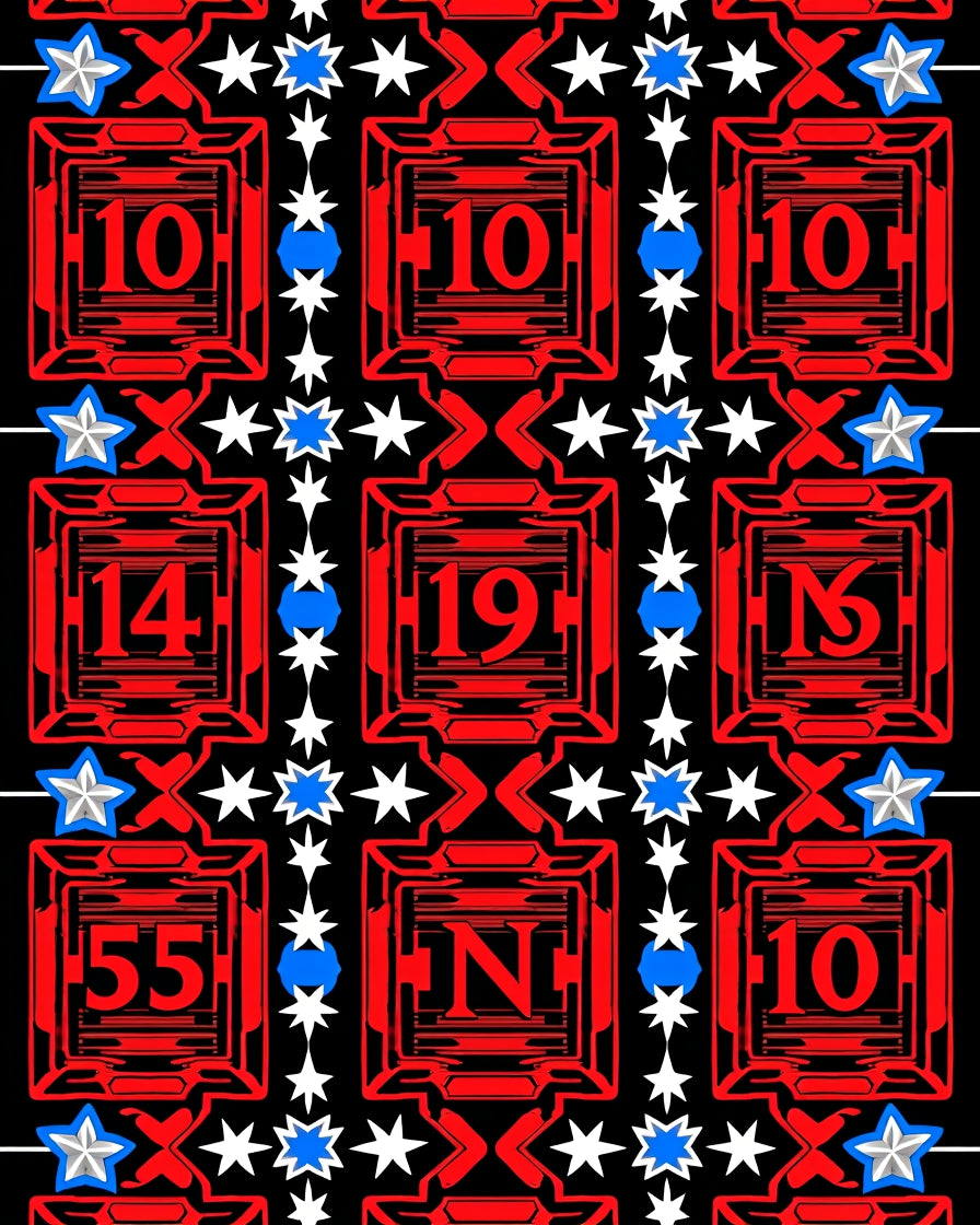 Bold Red Geometric Numbers Stars Rug