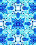 Deep Blue Floral Symmetry Radiance Rug