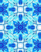 Deep Blue Floral Symmetry Radiance Rug