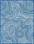 Deep Blue Swirling Ink Waves Rug