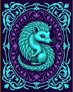 Turquoise Hedgehog Amidst Floral Mandala Rug