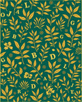 Golden Leaf Botanical Alphabet Rug