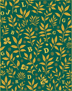 Golden Leaf Botanical Alphabet Rug