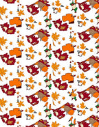 Folkloric Orange Red Autumn Character Rug
