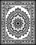 Black White Intricate Mandala Border Rug