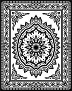 Black White Intricate Mandala Border Rug