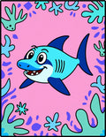 Happy Blue Shark Coral Reef Pink Rug