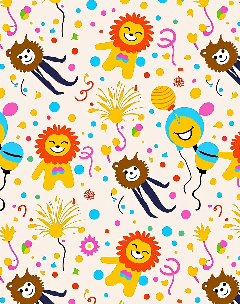 Cheerful Lion Balloon Party Confetti Rug