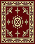 Crimson Mandalas and Floral Accents Rug