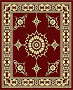 Crimson Mandalas and Floral Accents Rug