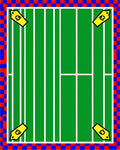 Bold Green White Striped Checkerboard Rugby Rug