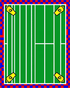 Bold Green White Striped Checkerboard Rugby Rug