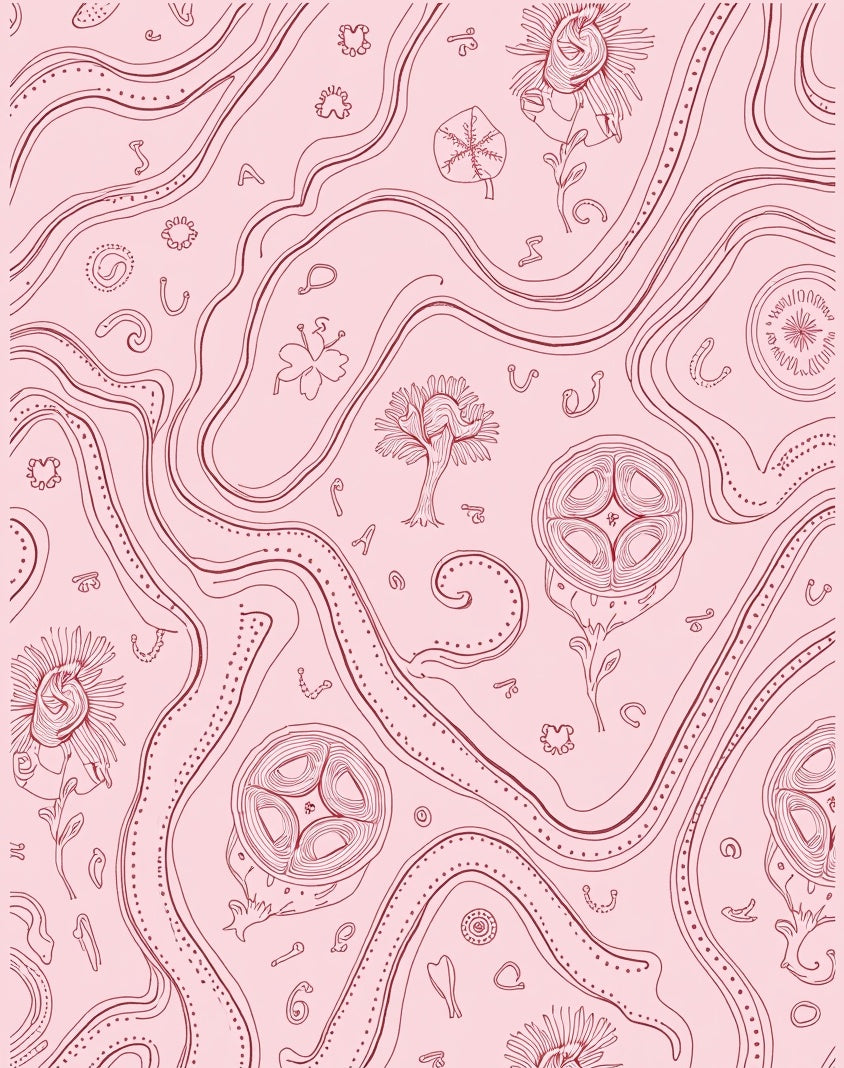 Mellow Pink Botanical Flow Rug