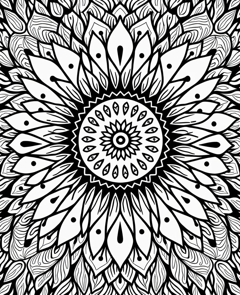 Black White Radial Sunburst Mandala Rug