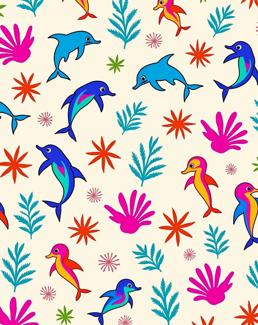 Colorful Dolphin Tropical Sea Life Rug