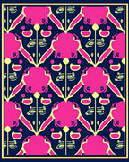 Vibrant Fuchsia Geometric Medallion Rug