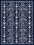 Navy White Geometric Art Deco Rug