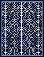 Navy White Geometric Art Deco Rug
