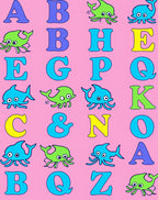 Whimsical Ocean Alphabet Creatures Pink Rug