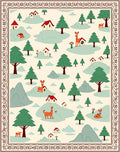 Whimsical Woodland Village Deer Scene Rug
