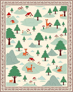 Whimsical Woodland Village Deer Scene Rug