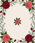 Crimson Coral Rose Floral Garland Rug