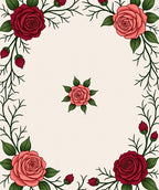 Crimson Coral Rose Floral Garland Rug