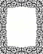 Black Floral Scrollwork Frame Rug