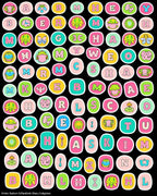 Whimsical Alphabet Medley Cartoon Circles Rug