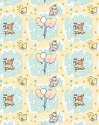Whimsical Yellow Bunny Balloon Cloud Rug