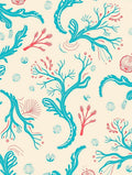 Coral Branch Teal Coral Cream Rug