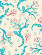 Coral Branch Teal Coral Cream Rug