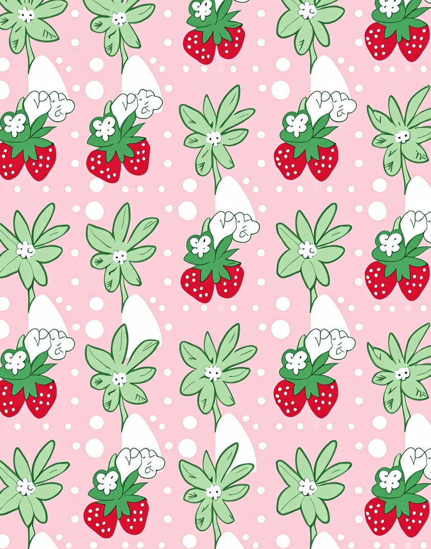 Sweet Strawberry Garden Cute Frogs Rug