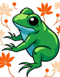 Green Frog with Orange Leaf Accents Rug