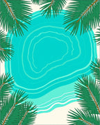 Tropical Turquoise Ocean Palm Fronds Rug