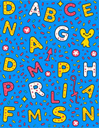 Playful Alphabet Confetti Blue Rug