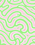 Pastel Swirls Green Pink Flow Rug